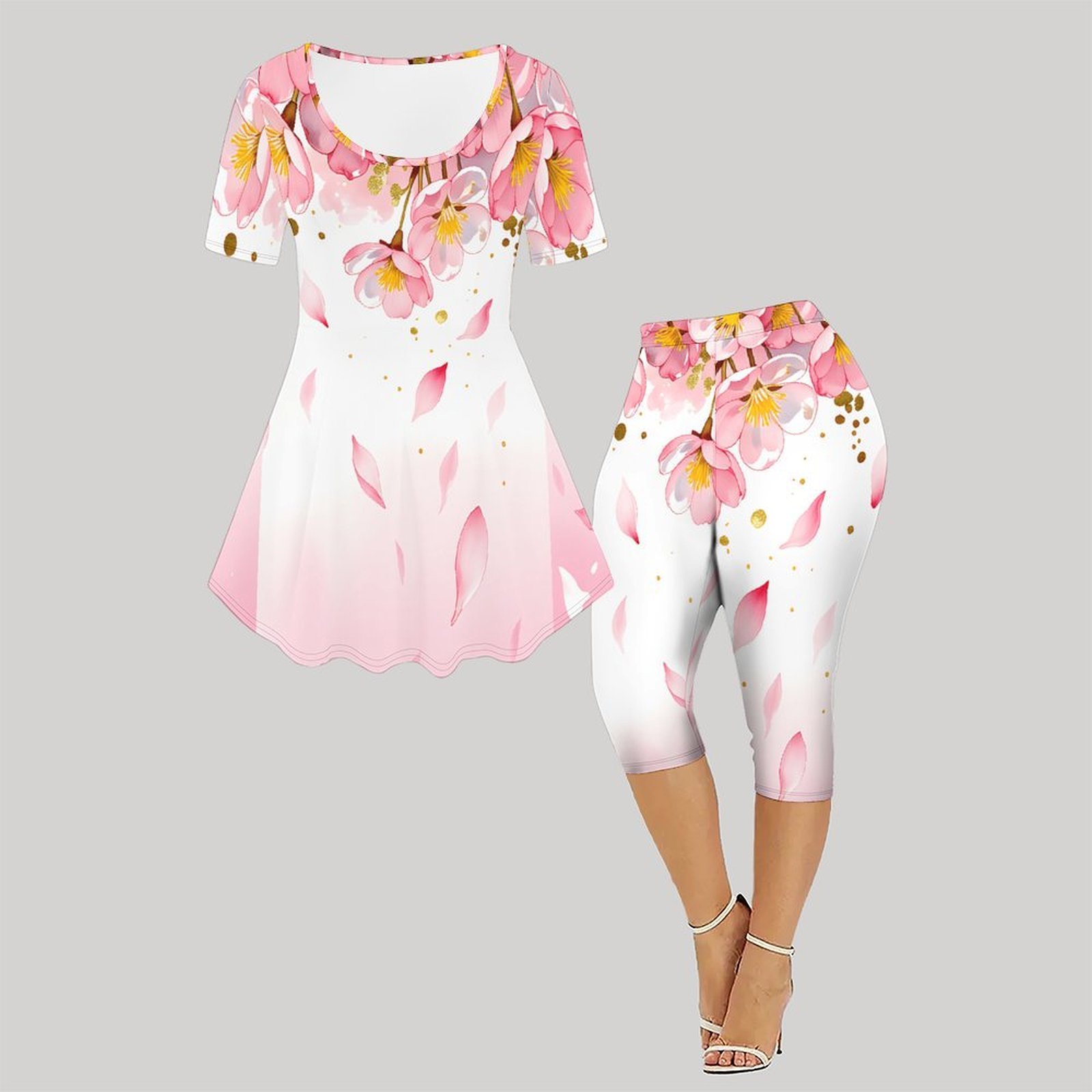 2pcs Vintage Print Two Piece S - đánh giá và giá Romper Floral Print