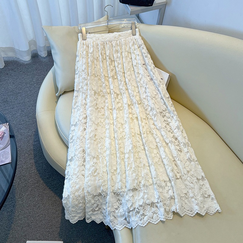 French Cream Beige 3D Floral L - đánh giá và giá Midi Skirt Floral